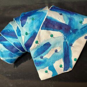 Montana Gray Blue Tie Mens Necktie Hand painted Abstract Art Neckwear Menswear